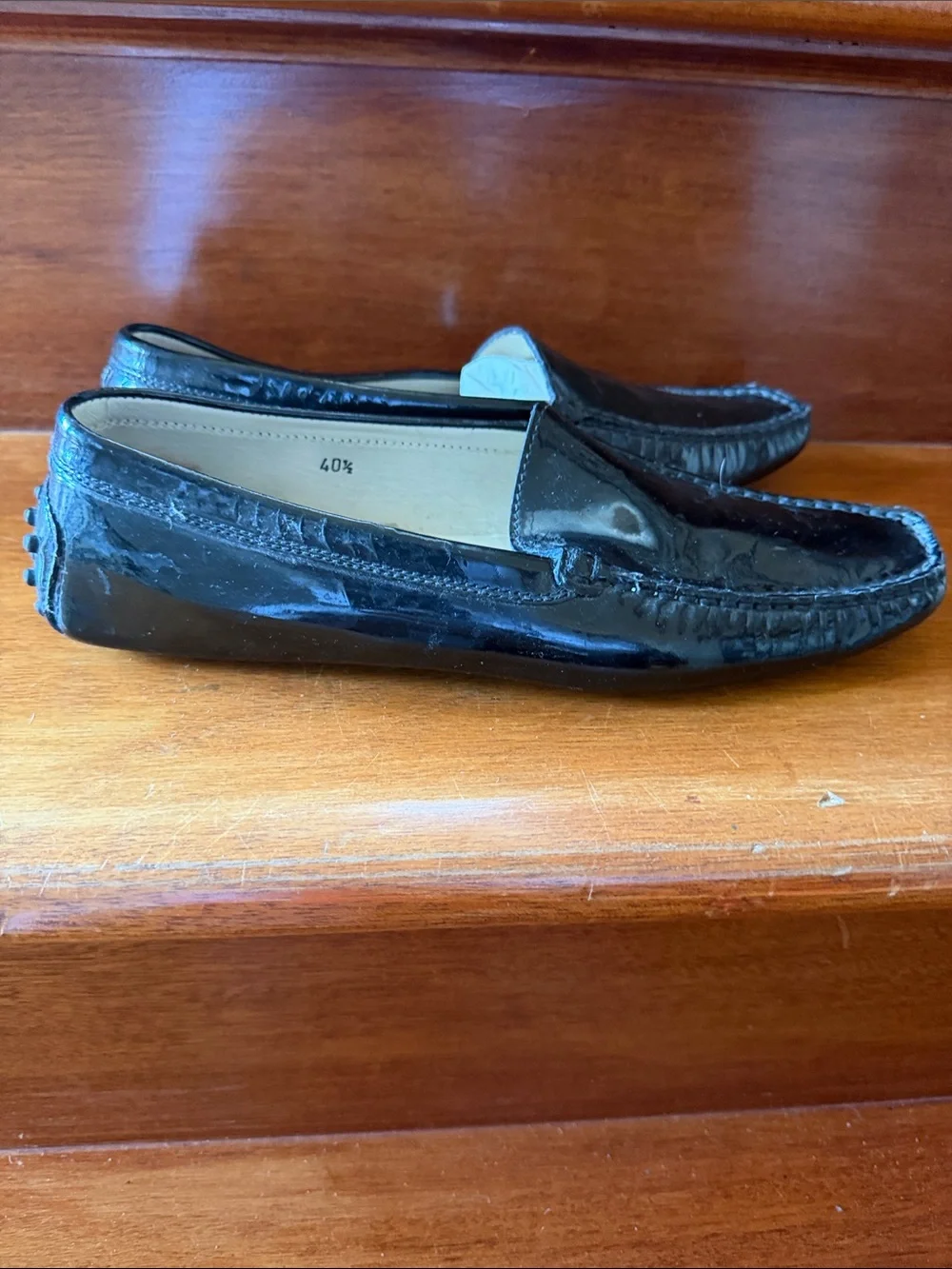 Tod's Gommino Black Patent Leather Driving Loafers